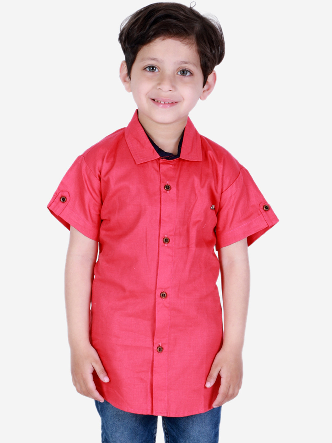 Superminis Boys Red Solid Cotton Casual Shirt