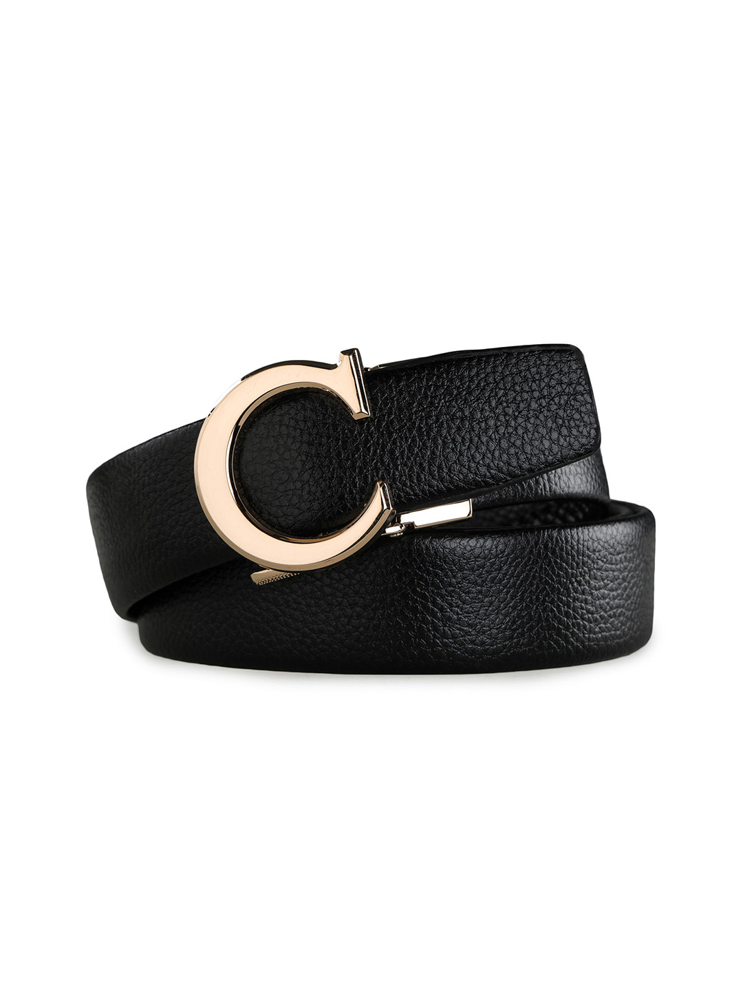 Kastner Men Black & Rose Gold Solid Belt