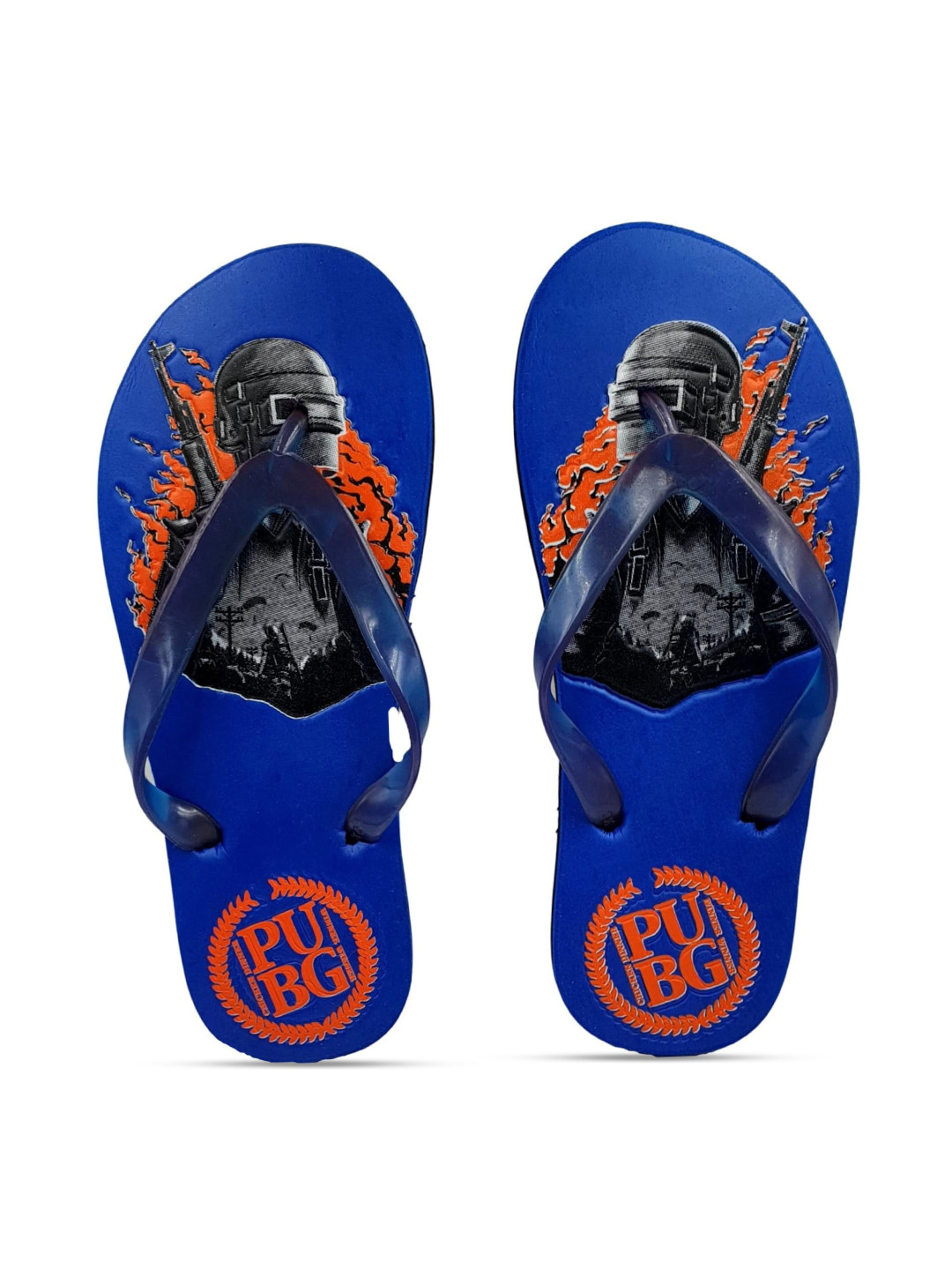 Pampy Angel Men Blue & Grey PUBG Printed Water Resistant Thong Flip-Flops