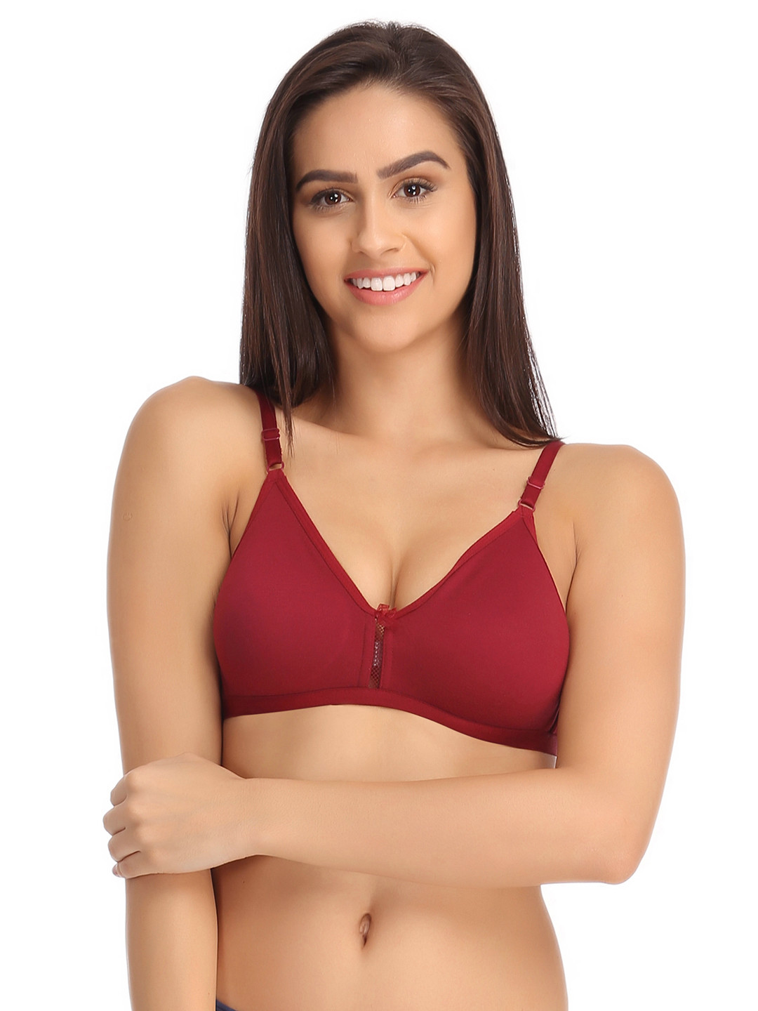 Clovia Maroon Cotton Non-Padded Non-Wired Bra With U Back