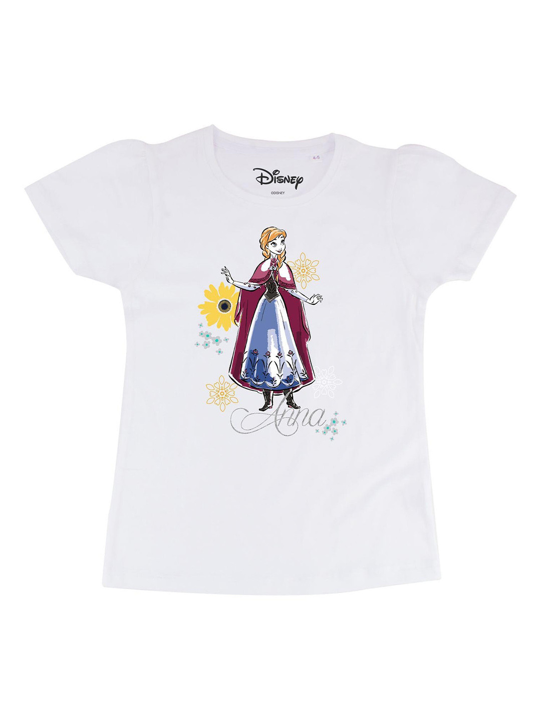 Frozen Girls White Frozen Printed Round Neck Pure Cotton T-shirt