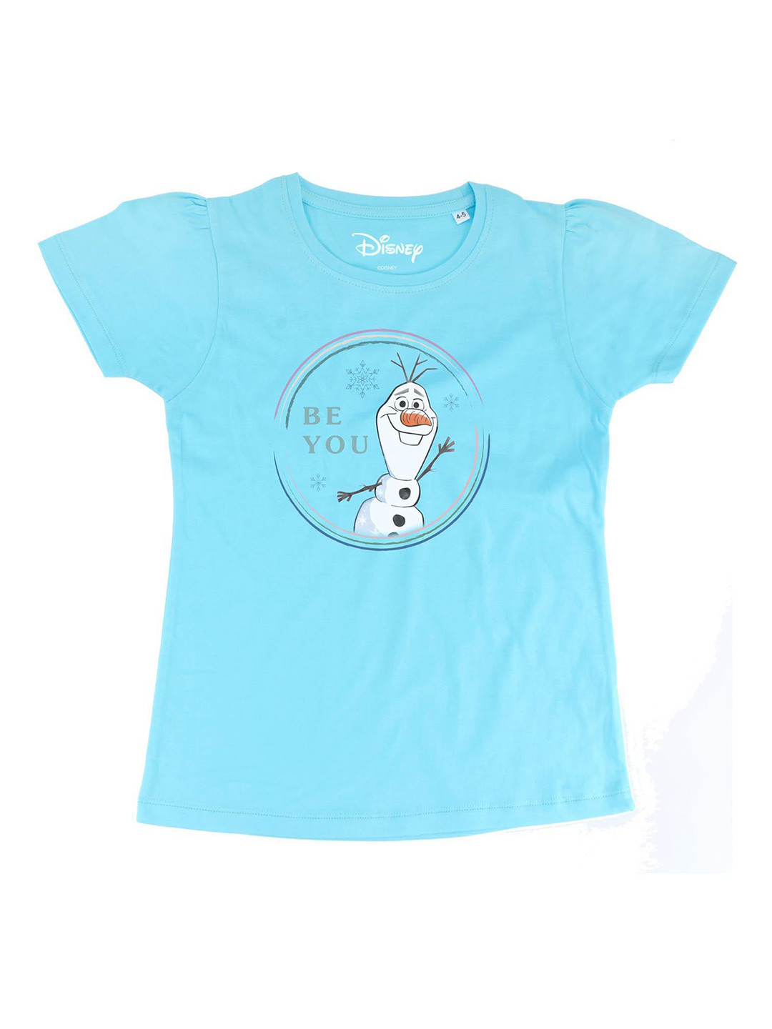 Frozen Girls Blue Frozen Printed Round Neck Pure Cotton T-shirt
