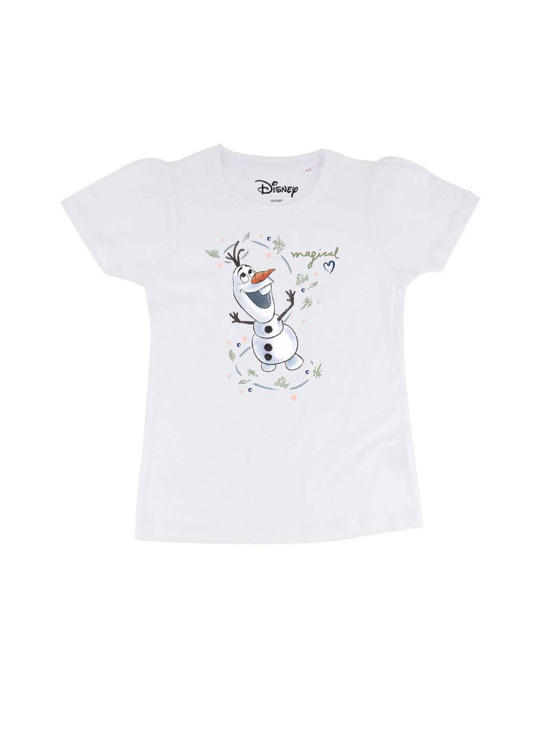 Frozen Girls White Pure Cotton Frozen Printed Round Neck Pure Cotton T-shirt