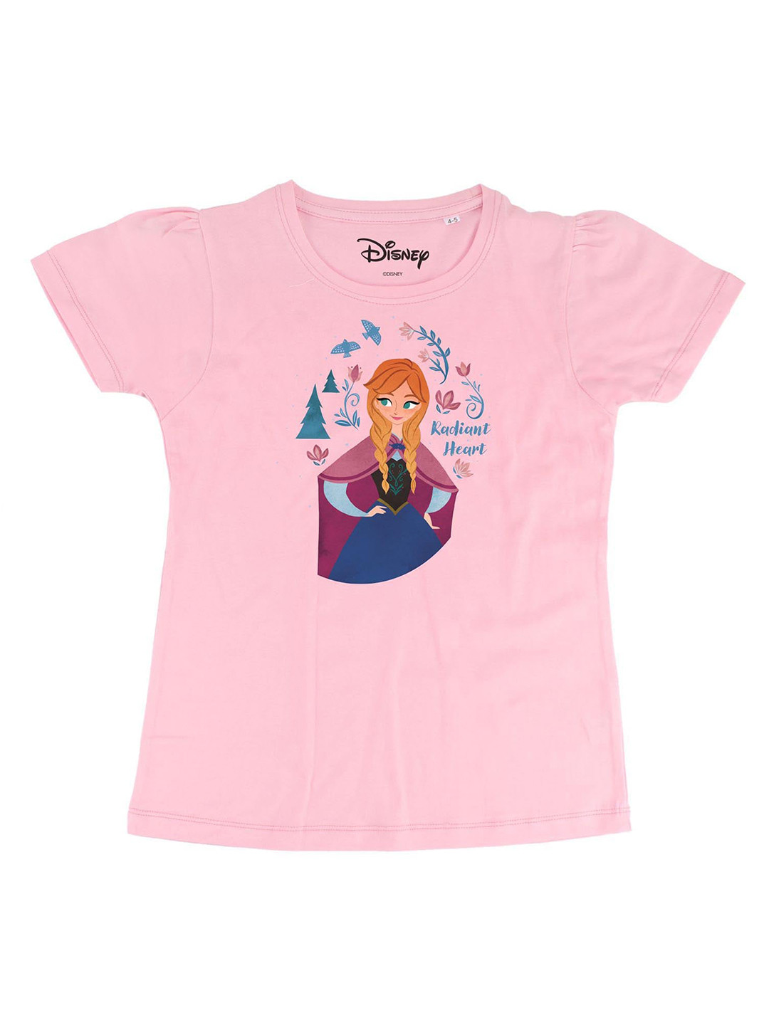 Frozen Girls Pink Frozen Printed Round Neck Pure Cotton T-shirt