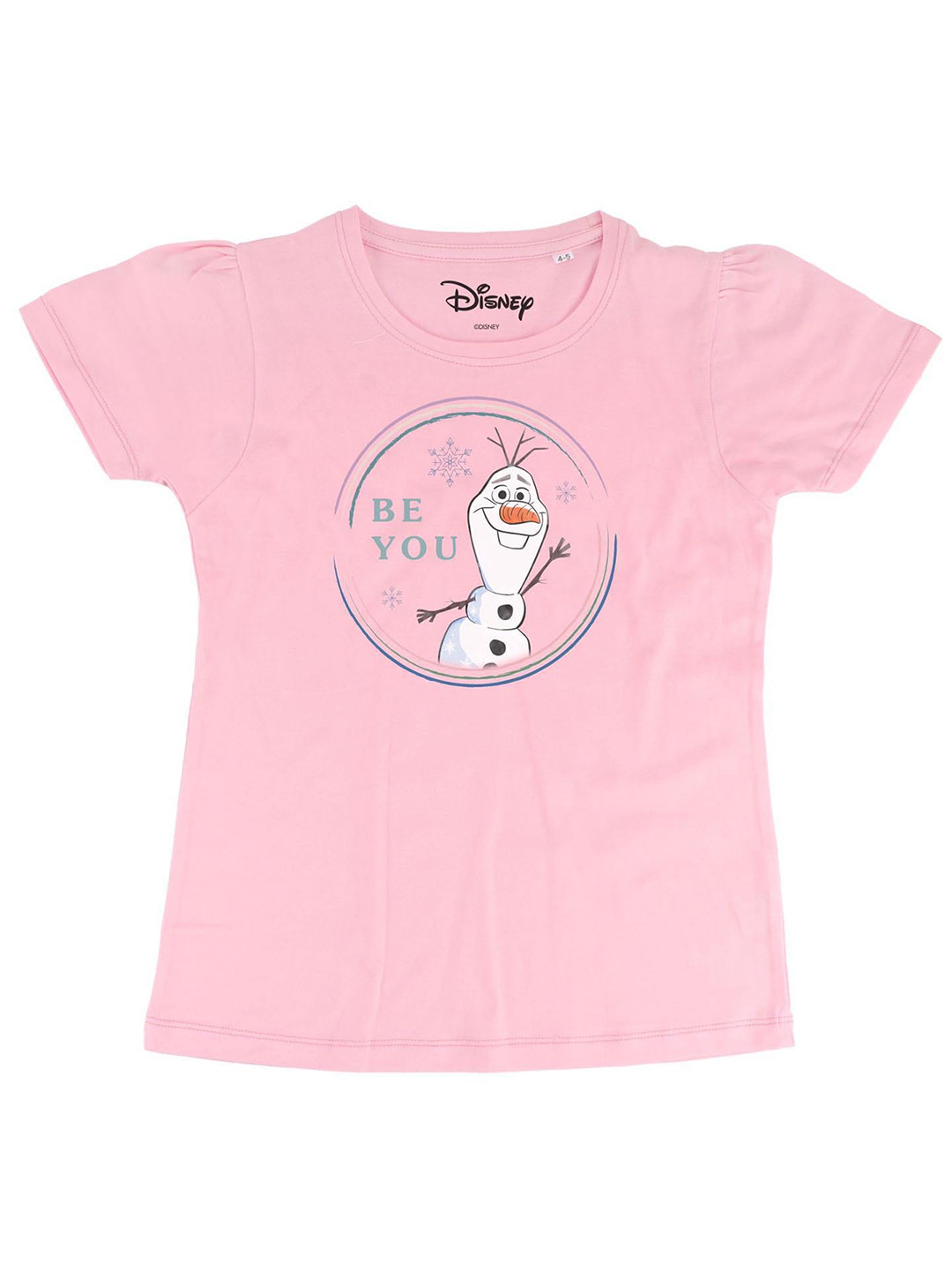 Frozen Girls Pink Frozen Printed Round Neck Pure Cotton T-shirt