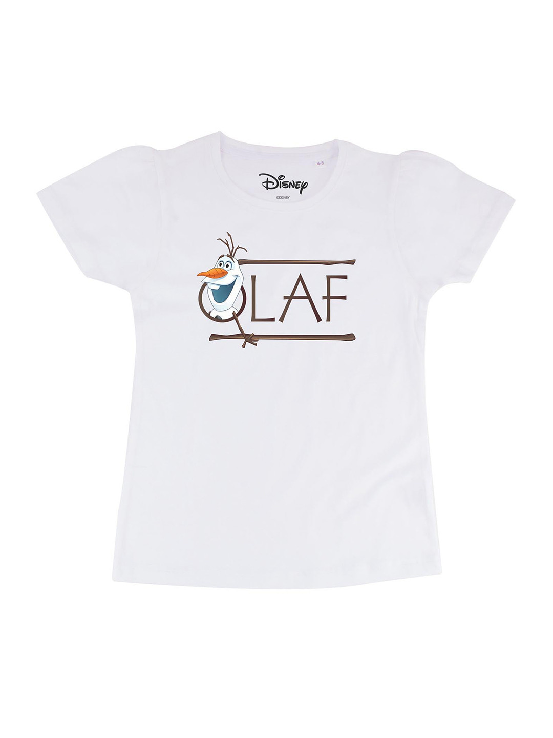 Frozen Girls Frozen White Printed Round Neck Pure Cotton T-shirt