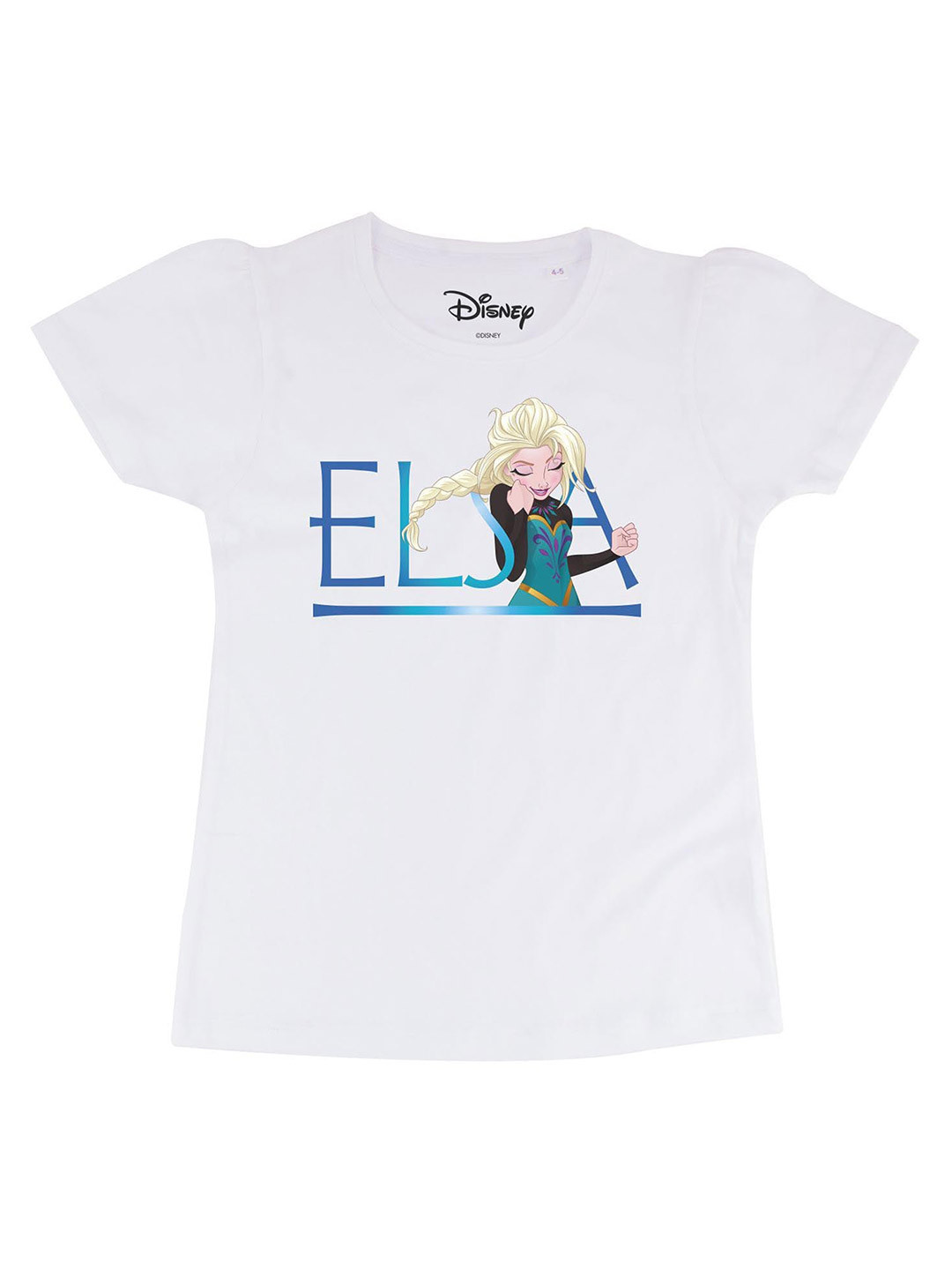 Frozen Girls White Frozen Printed Round Neck Pure Cotton T-shirt