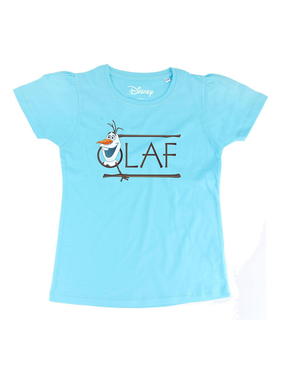 Frozen Girls Blue Olaf Printed Round Neck Cotton T-shirt
