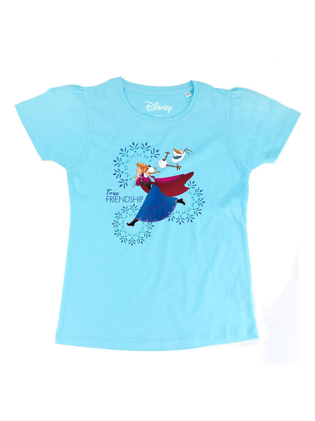 Frozen Girls Blue Frozen Printed Round Neck Pure Cotton T-shirt