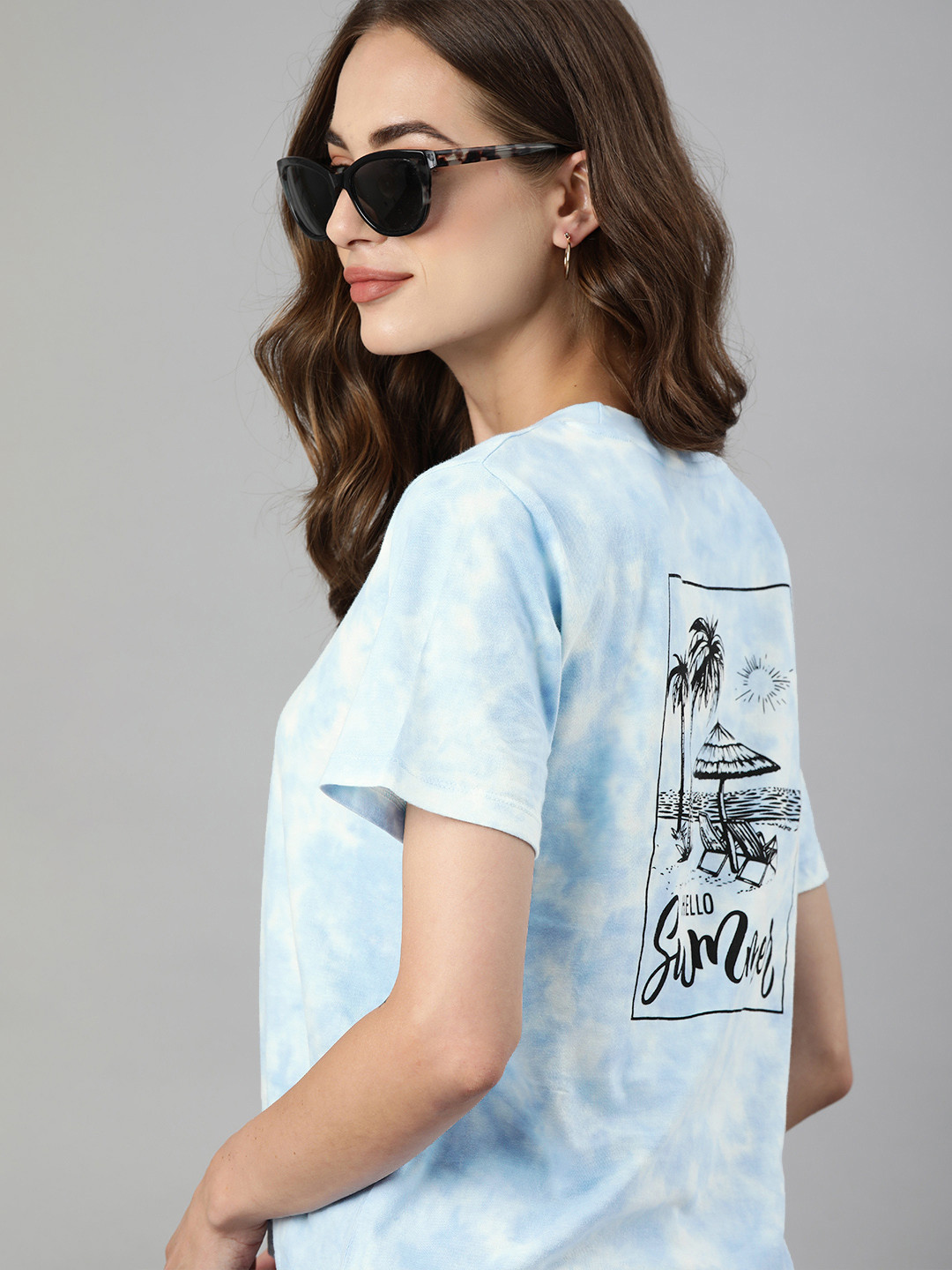 HERENOW Women Tie and Dye  Cotton T-shirt with Back Print