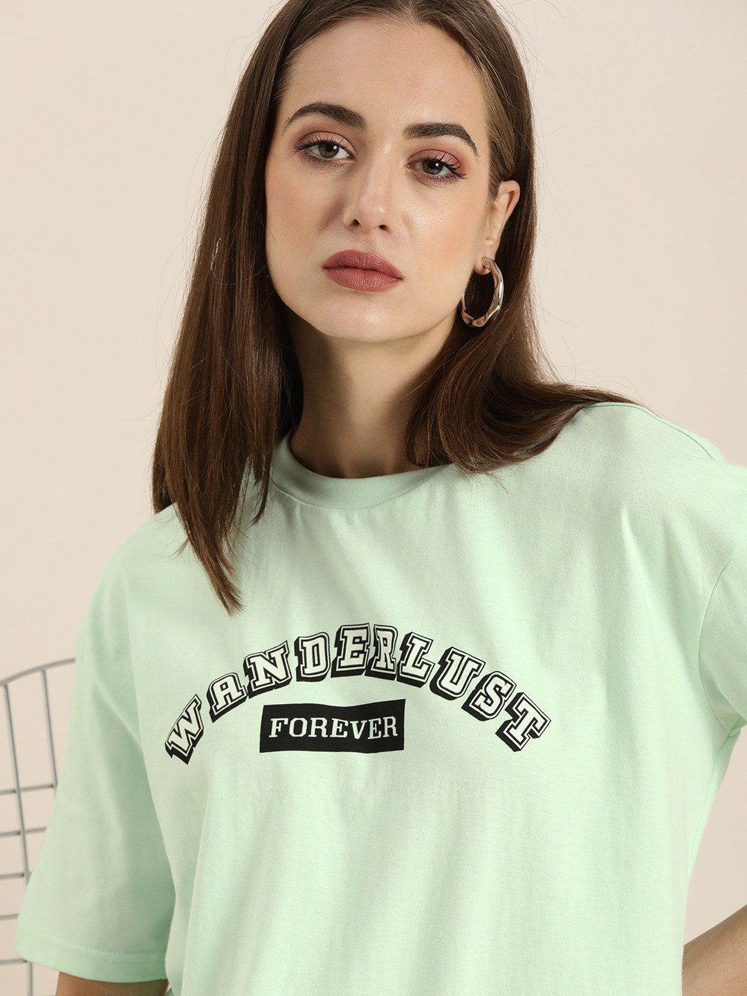 Moda Rapido Women Green  Black Printed Extended Sleeves Pure Cotton T-shirt