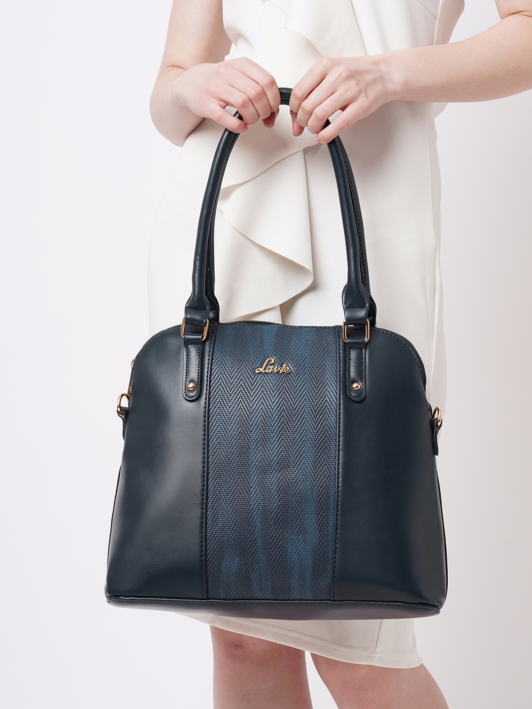 Buy Lavie Horse Women Navy Chevron Textured Structured Dome Satchel Handbag Handbags for Women 14149338 Myntra