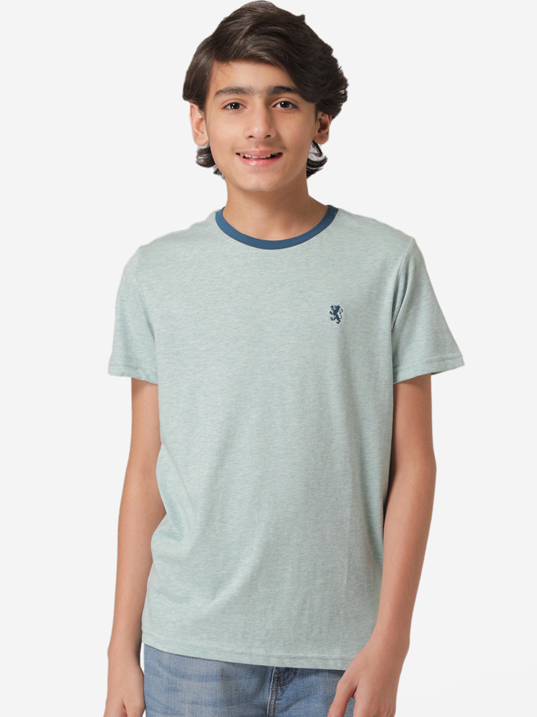 Red Tape Boys Sea Green Solid Round Neck T-shirt