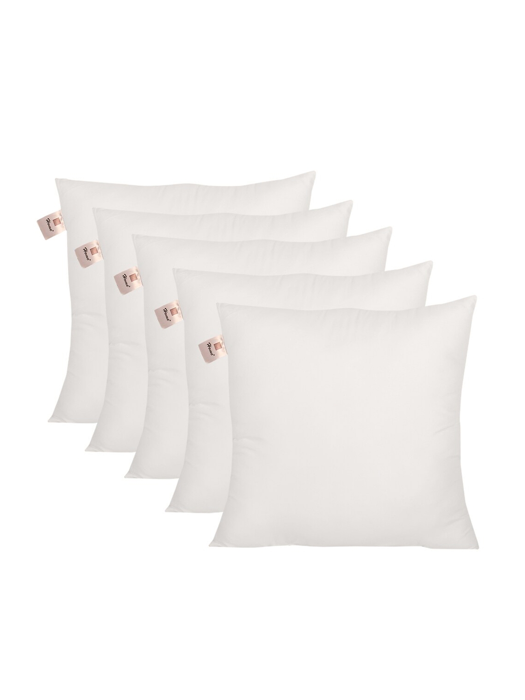 Home Set Of 5 White Solid Microfibre Cushion Inserts