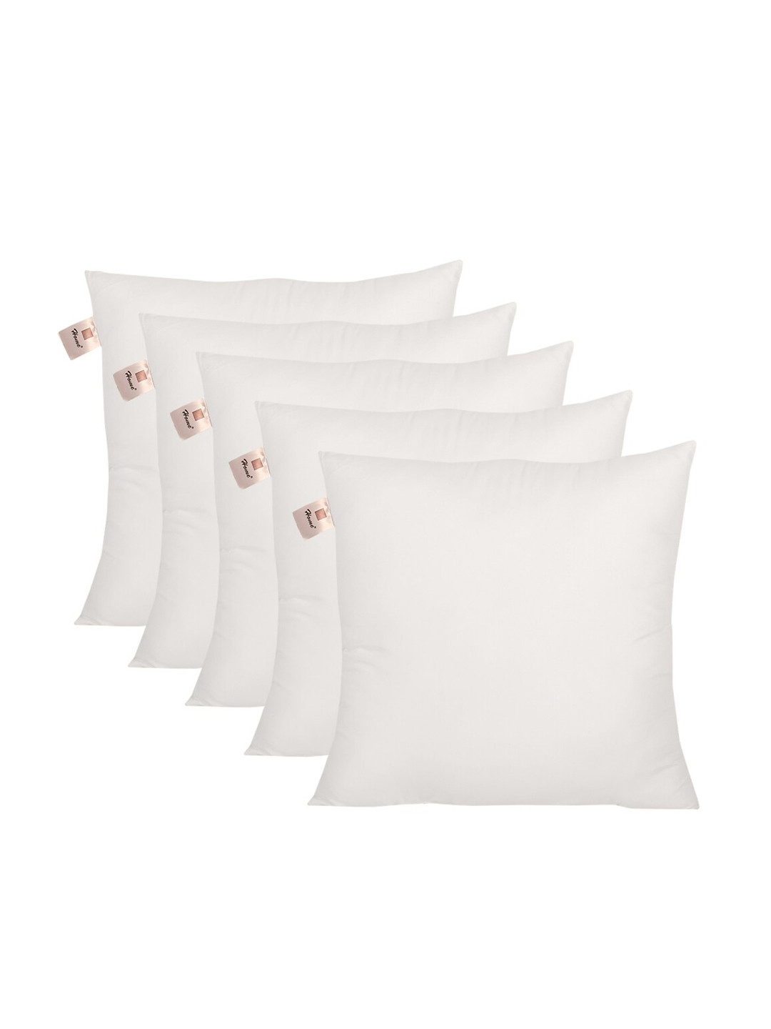 Home Set Of 5 White Solid Microfibre Cushion Inserts