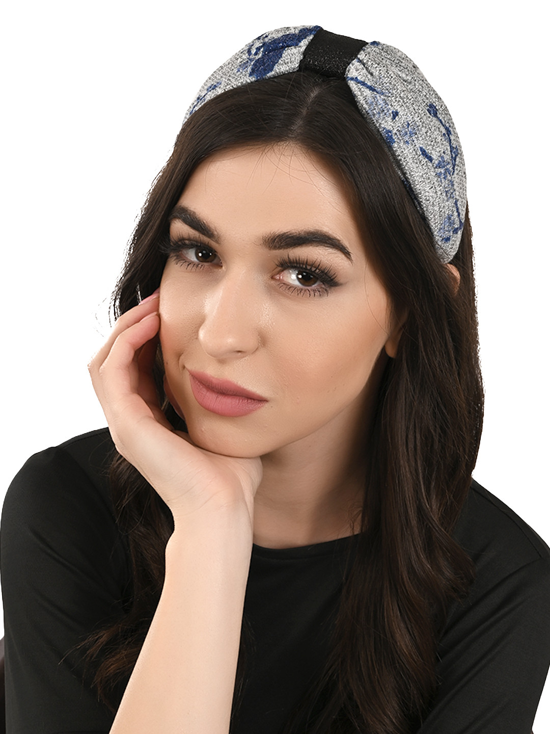 BuckleUp Women Grey & Blue Knotted Hairband