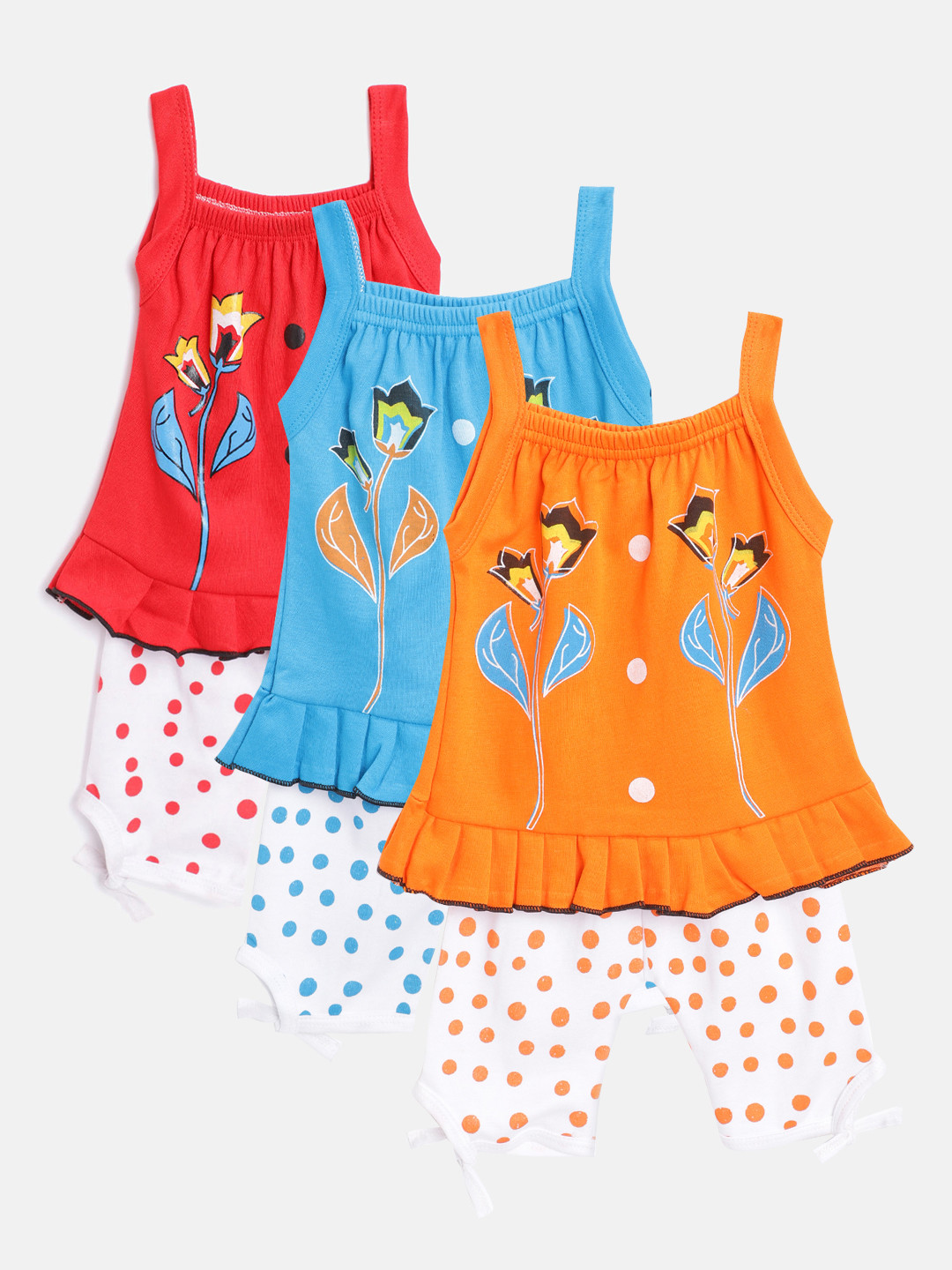 MANZON Infant Girls Pack of 3 Pure Cotton Clothing Set