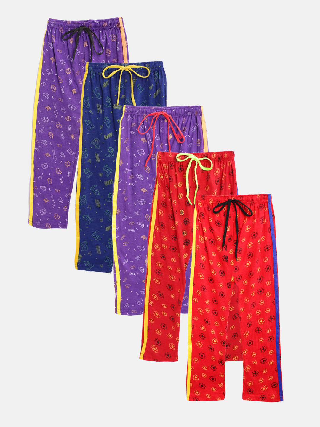 MANZON Kids Pack of 5 Pure Cotton Printed Track Pants