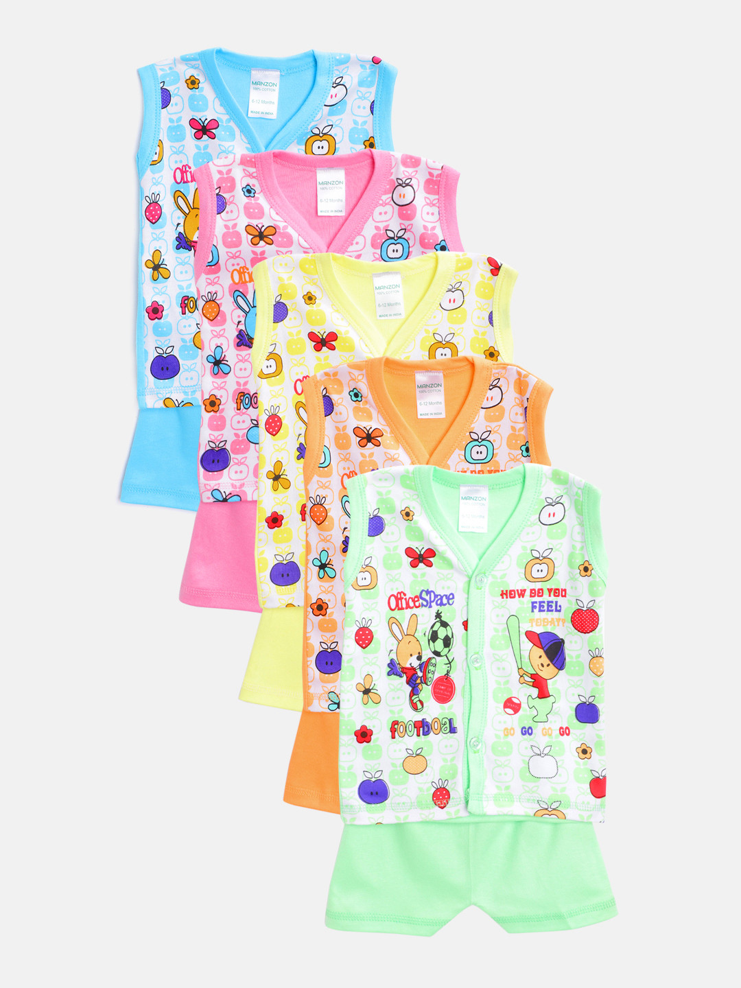 MANZON Infant Kids Pack of 5 Printed Clothing Set