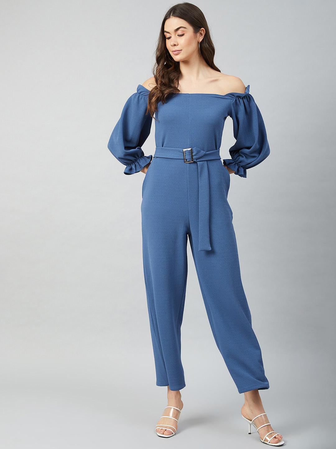 Athena Women Blue Solid Jumpsuit
