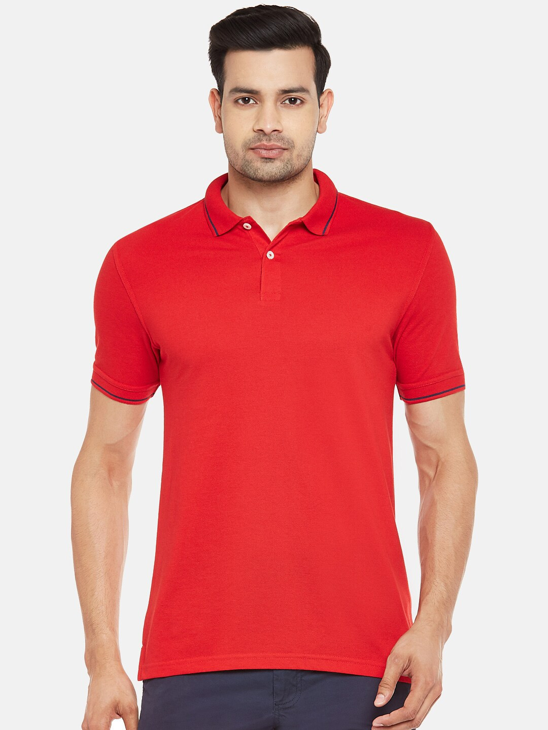 BYFORD by Pantaloons Men Red Solid Polo Collar T-shirt