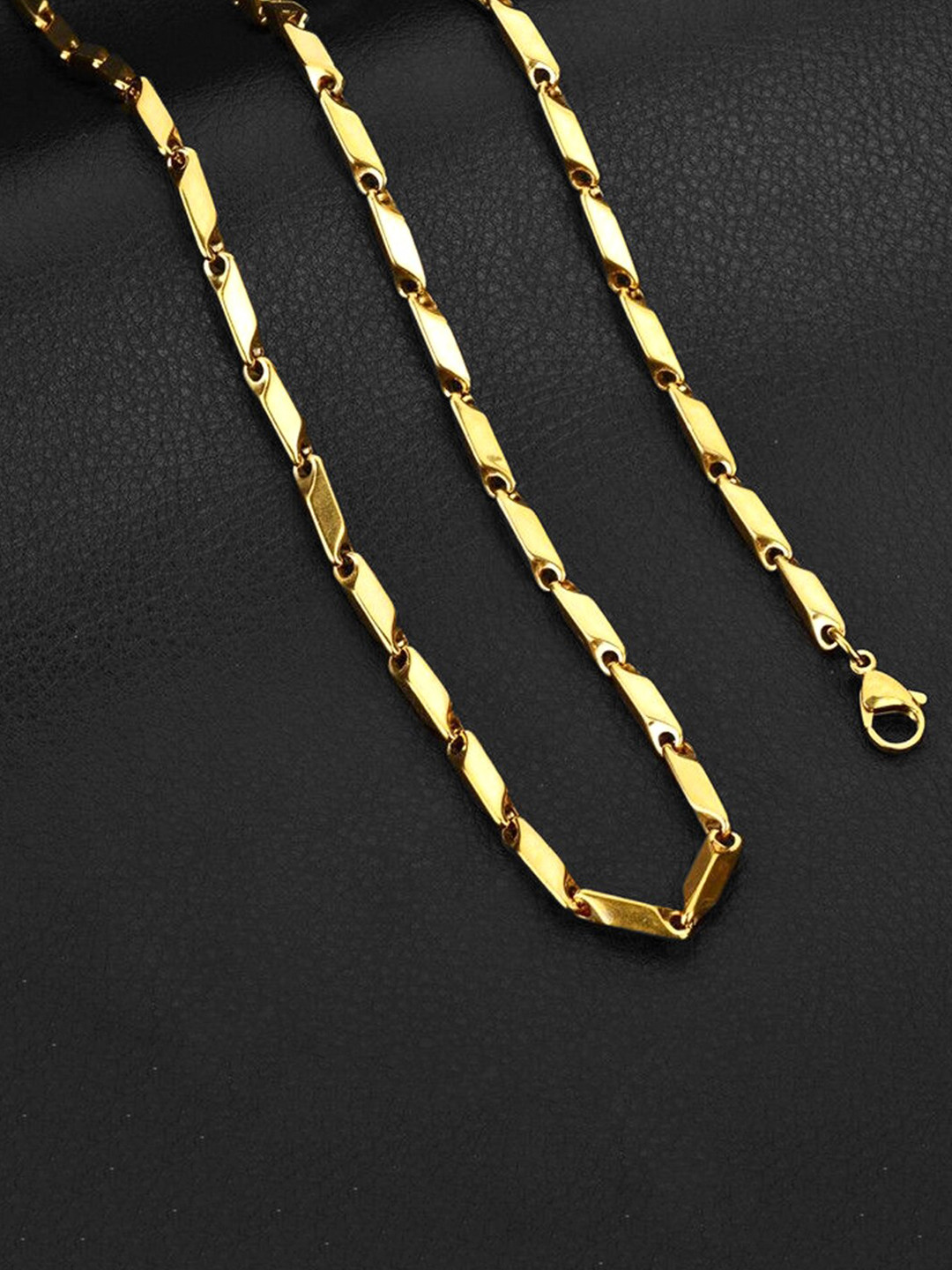 Yellow Chimes Gold-Toned Stainless Steel Rice Chain Minimal Necklace Chain