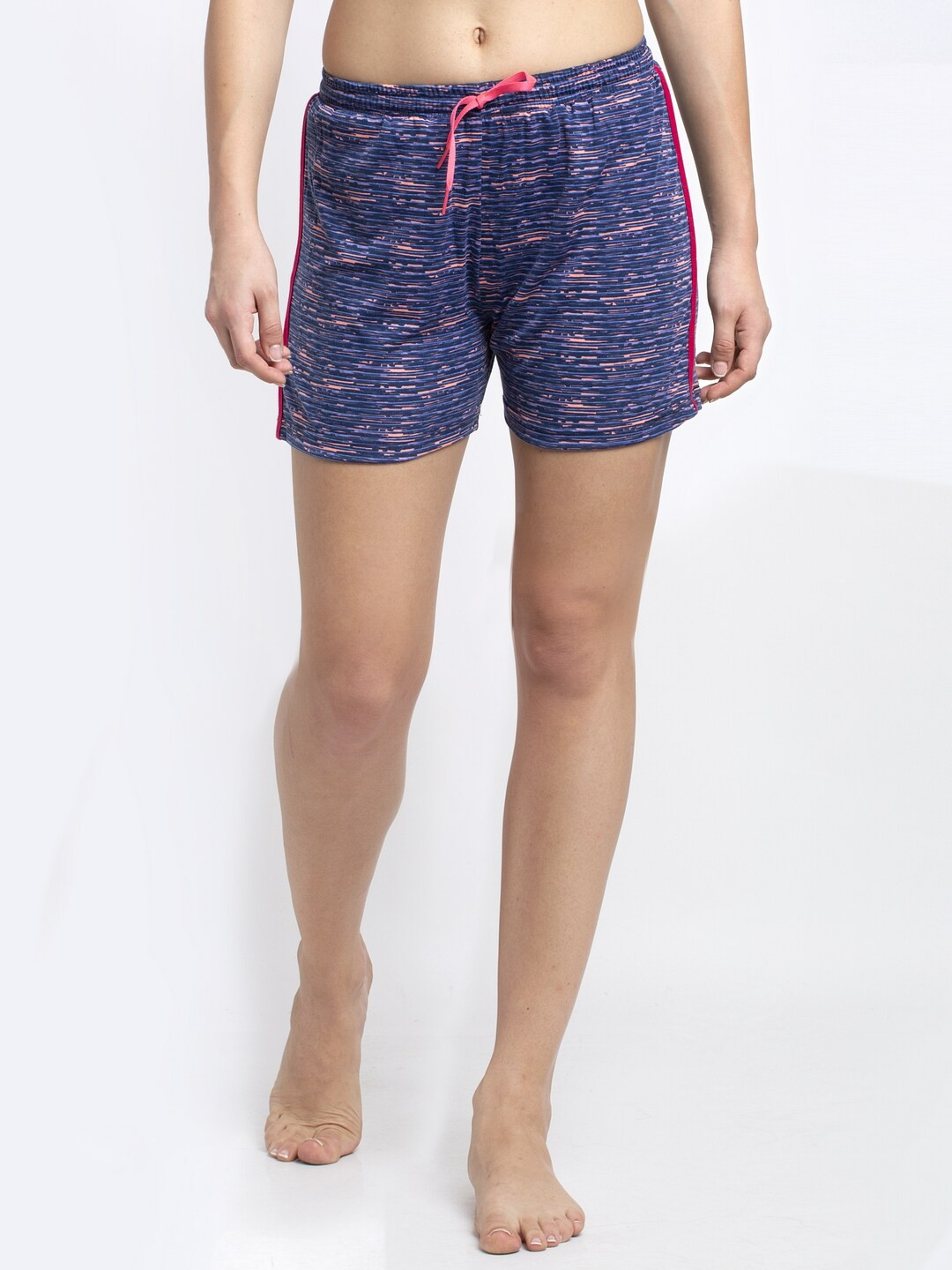 Boston Club Women Blue Striped Shorts