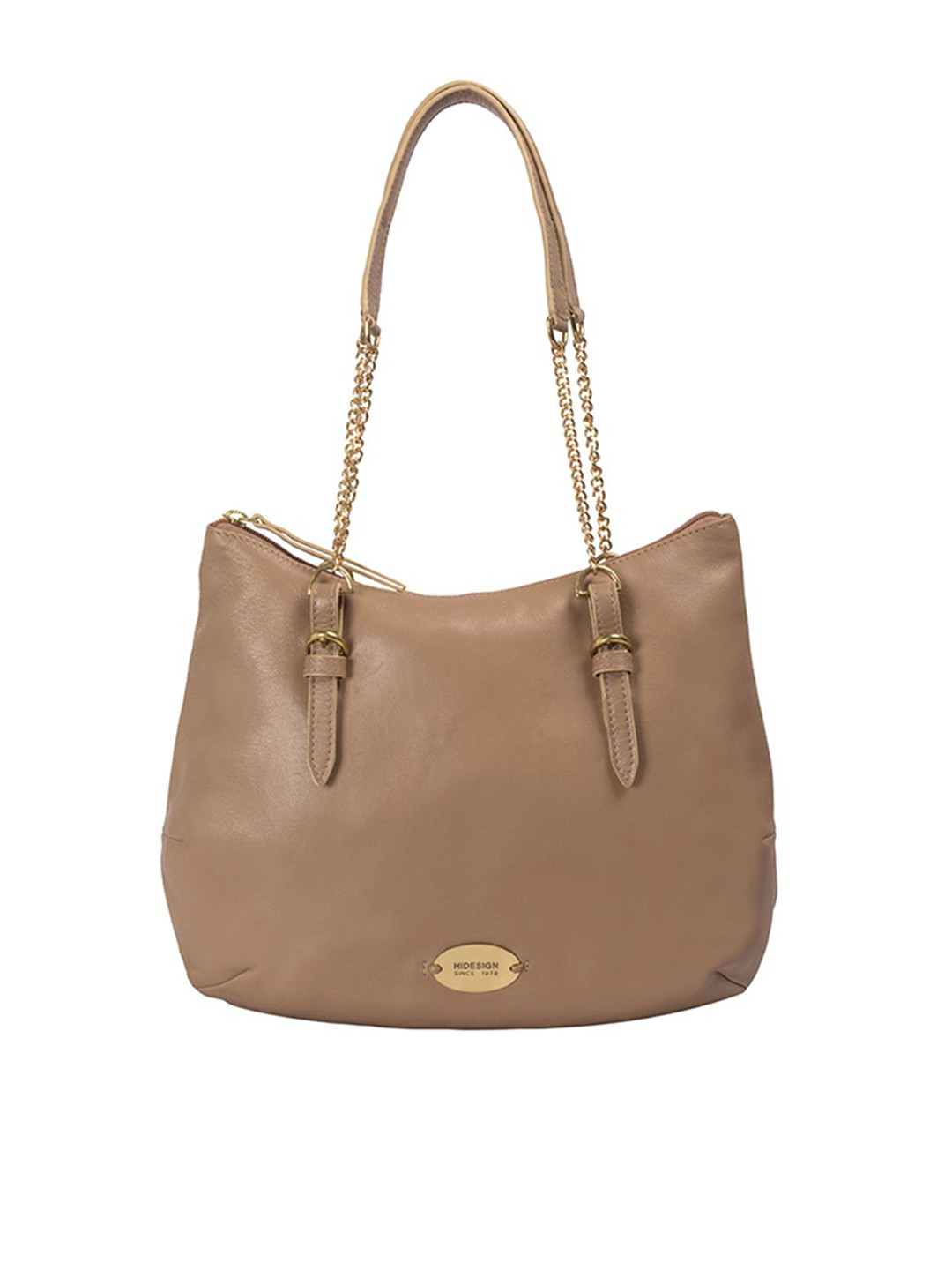 Hidesign Nude Coloured Leather Half Moon Shoulder Bag