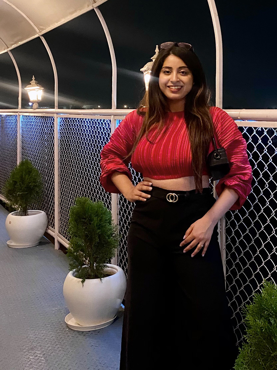 STREET 9 Red Puff Sleeves Blouson Top