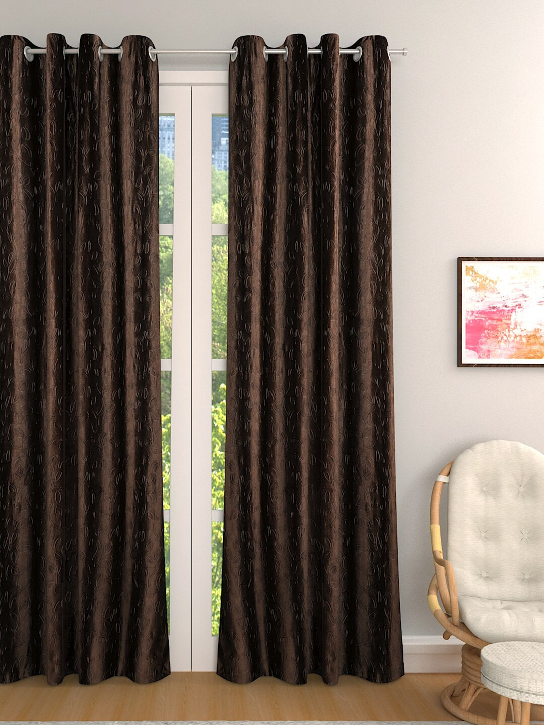 ROMEE Coffee Brown Single Room Darkening Door Curtain