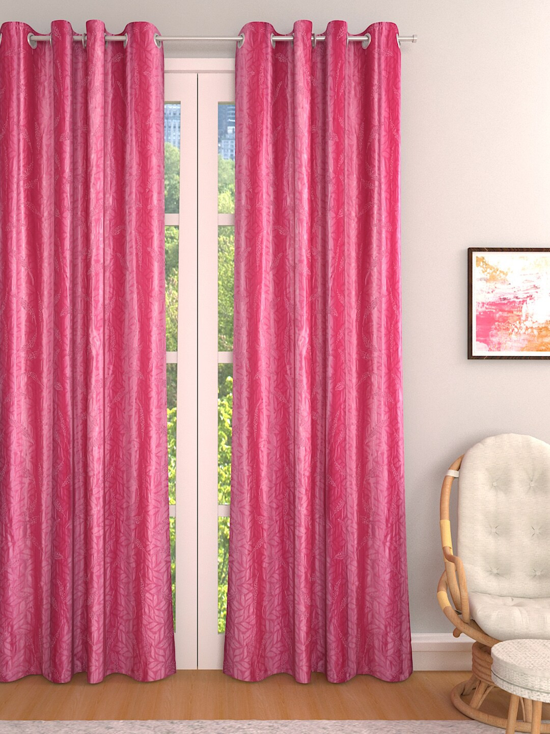 ROMEE Pink Single Room Darkening Long Curtain