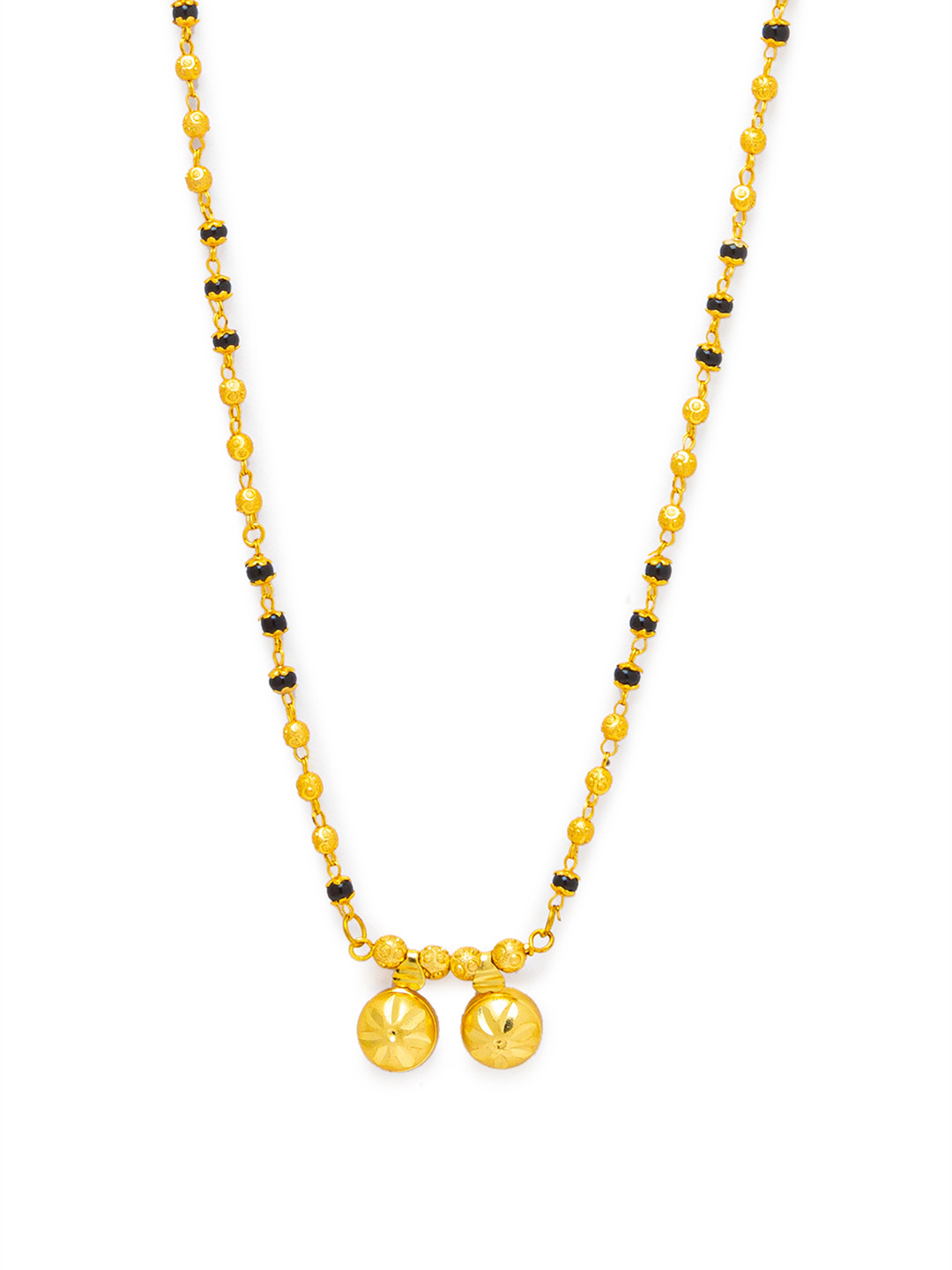 Digital Dress Room Black Gold-Plated Beaded Vati Pendant South Indian-Style Mangalsutra