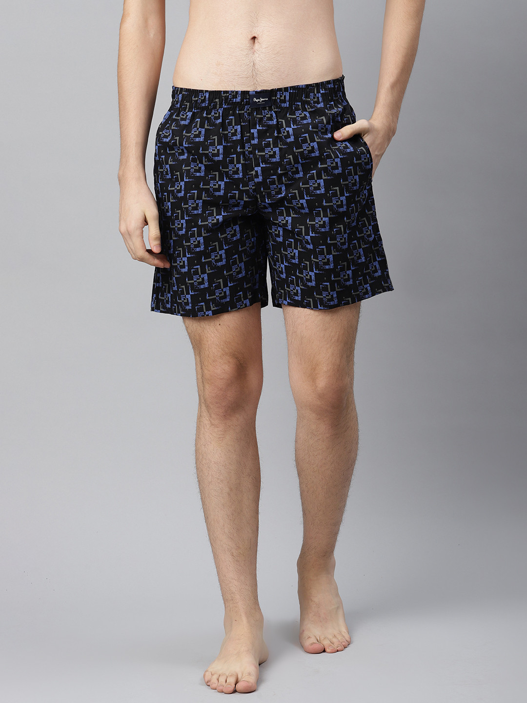 Pepe Jeans Men Black & Blue Pure Cotton Printed Boxers 8904311333821