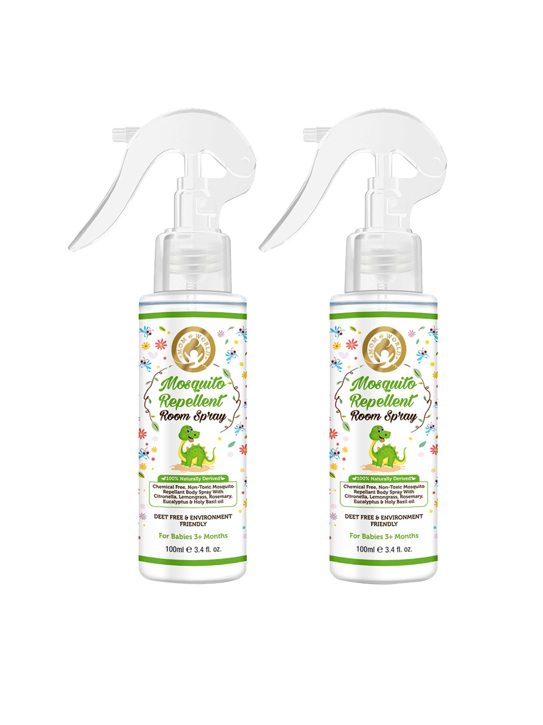 Mom & World Pack of 2 Baby Mosquito Repellent Room Spray - 100 ml each