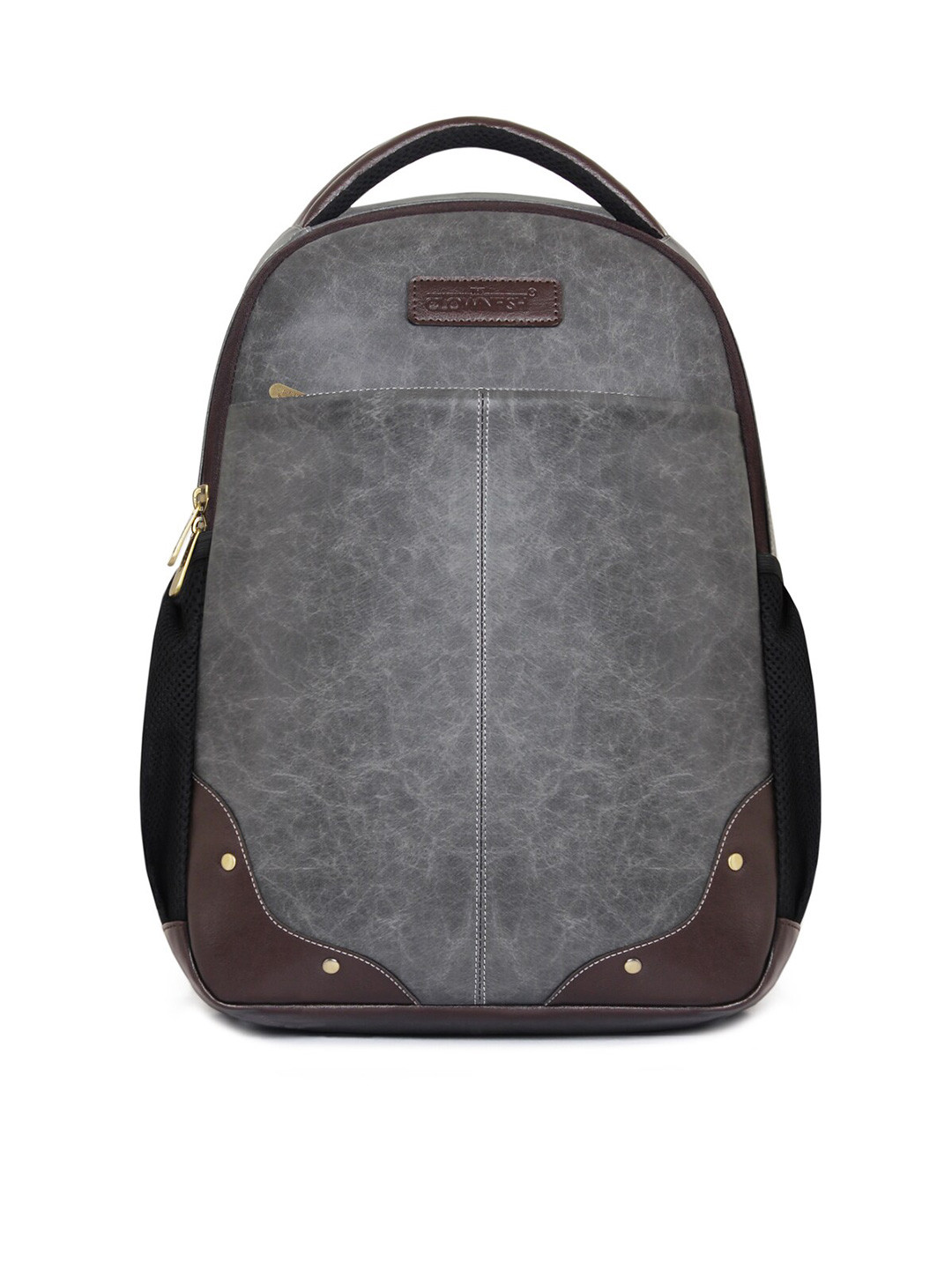 THE CLOWNFISH Unisex Grey & Brown Colourblocked Backpack