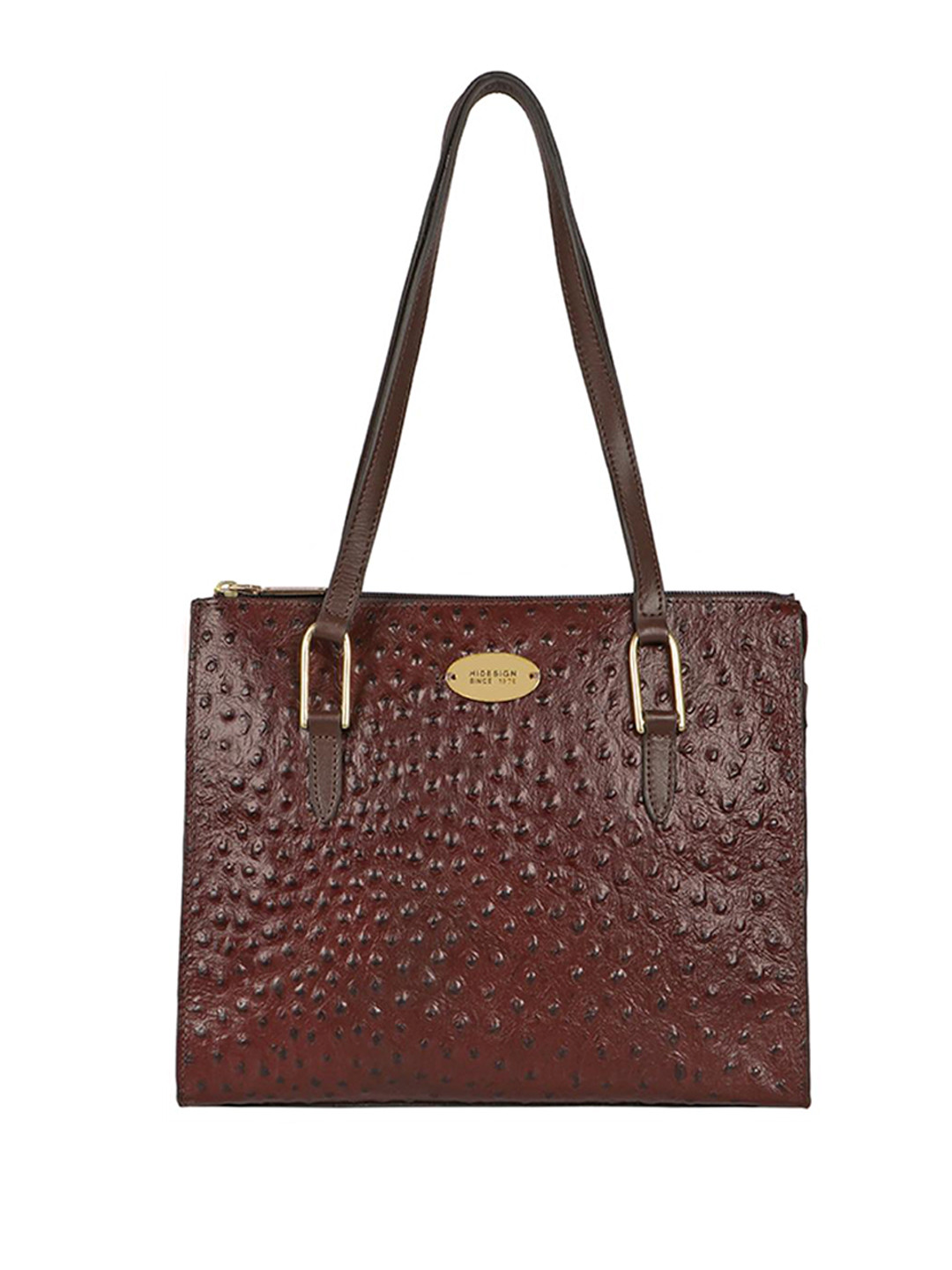 Hidesign Brown Animal Textured Leather Shoulder Bag