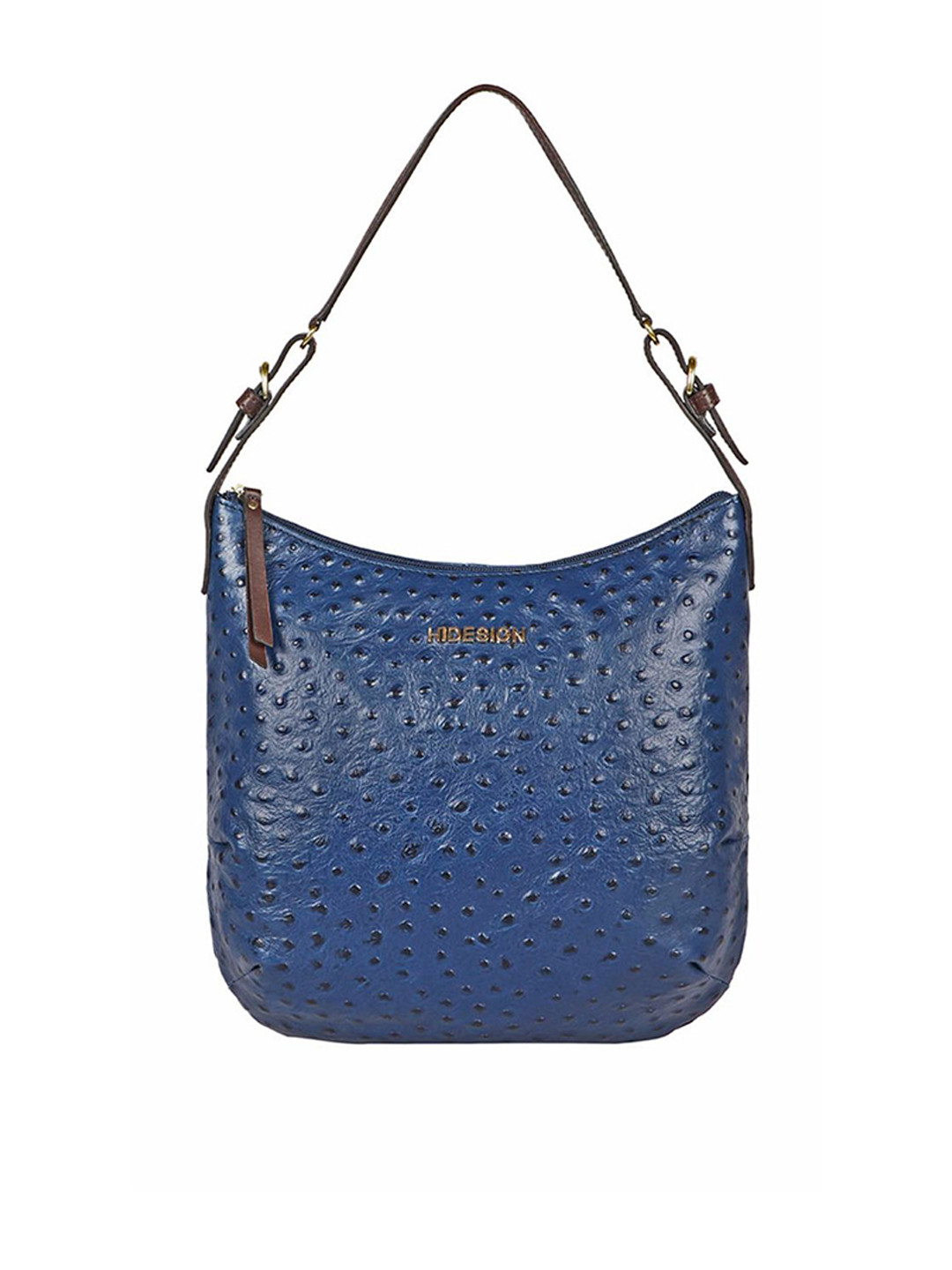Hidesign Blue Textured Leather Structured Shoulder Bag