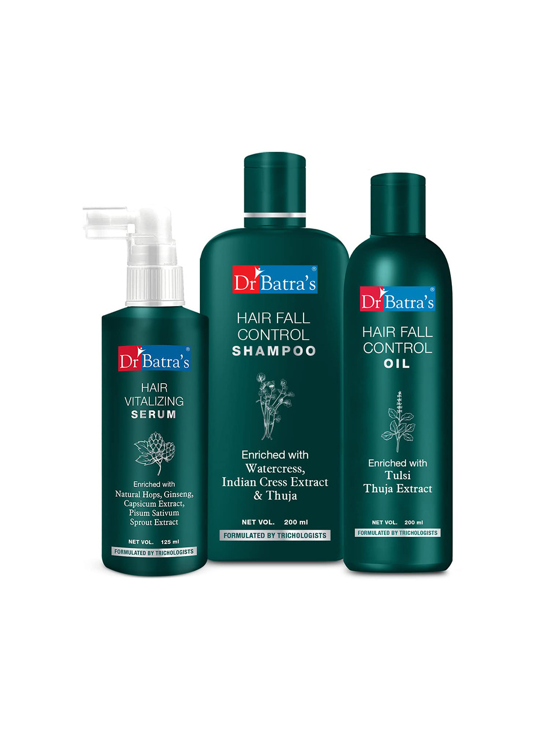 Dr. Batras Hair Vitalizing Serum 125ml + Hairfall Control Shampoo 200ml + Hair Oil 200ml