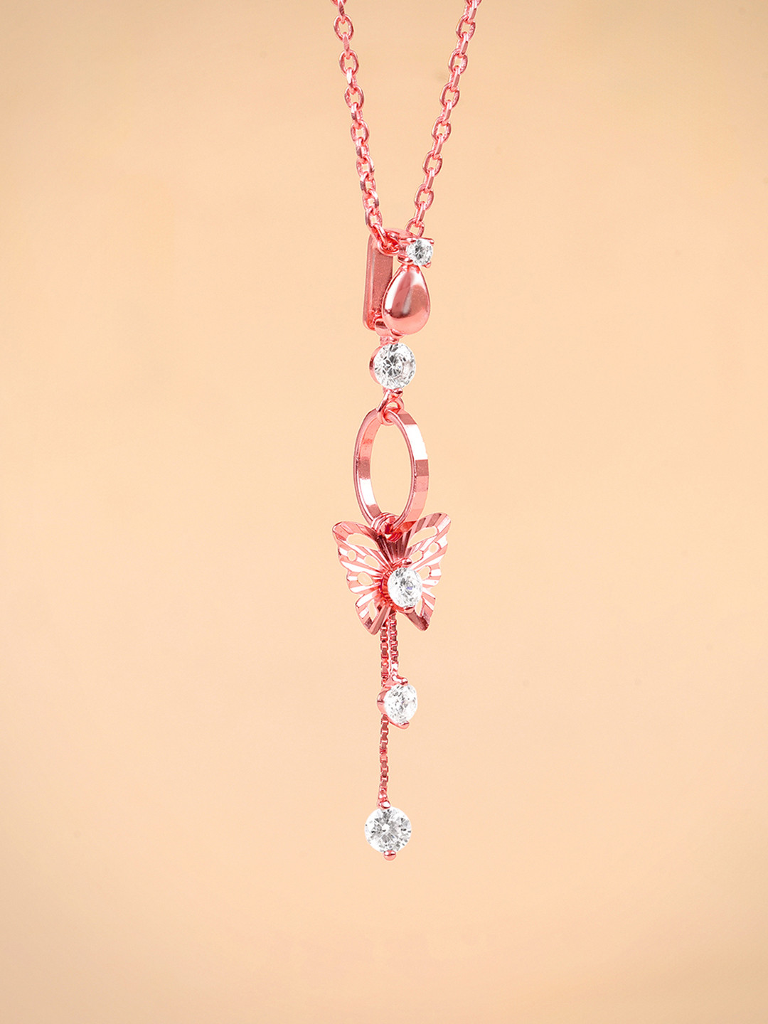 GIVA 925 Sterling Silver Rose Gold Plated Charming Butterfly Pendant with Box Chain