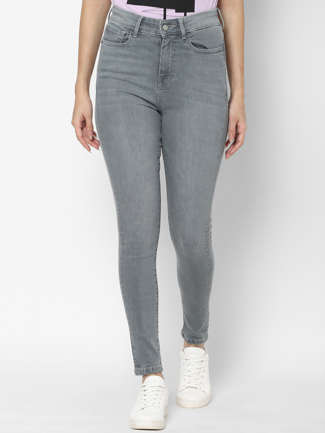 Allen Solly Woman Women Grey Skinny Fit High-Rise Stretchable Jeans