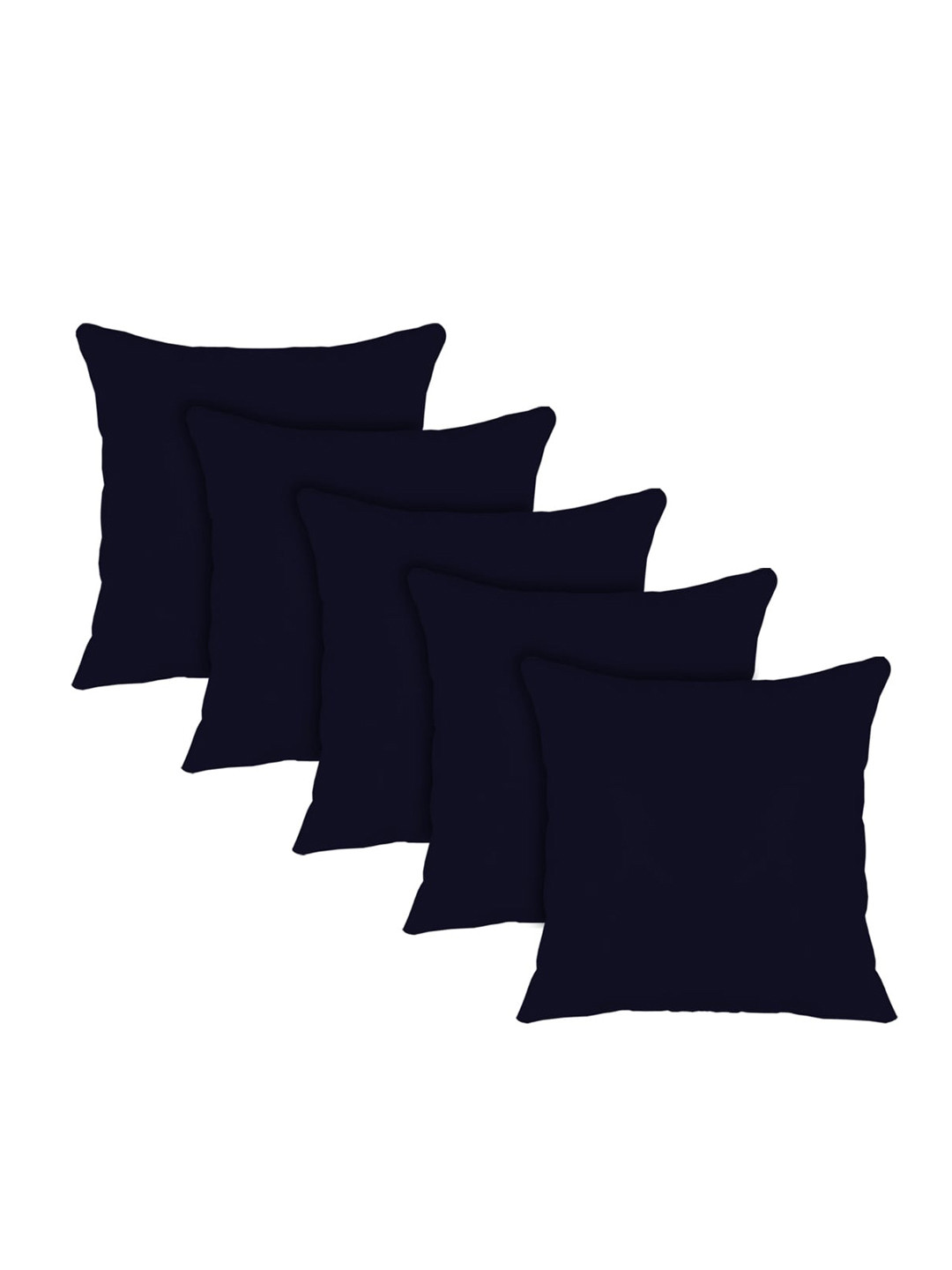 Kuber Industries Set Of 5 Navy Blue Solid Square Floor Cushions