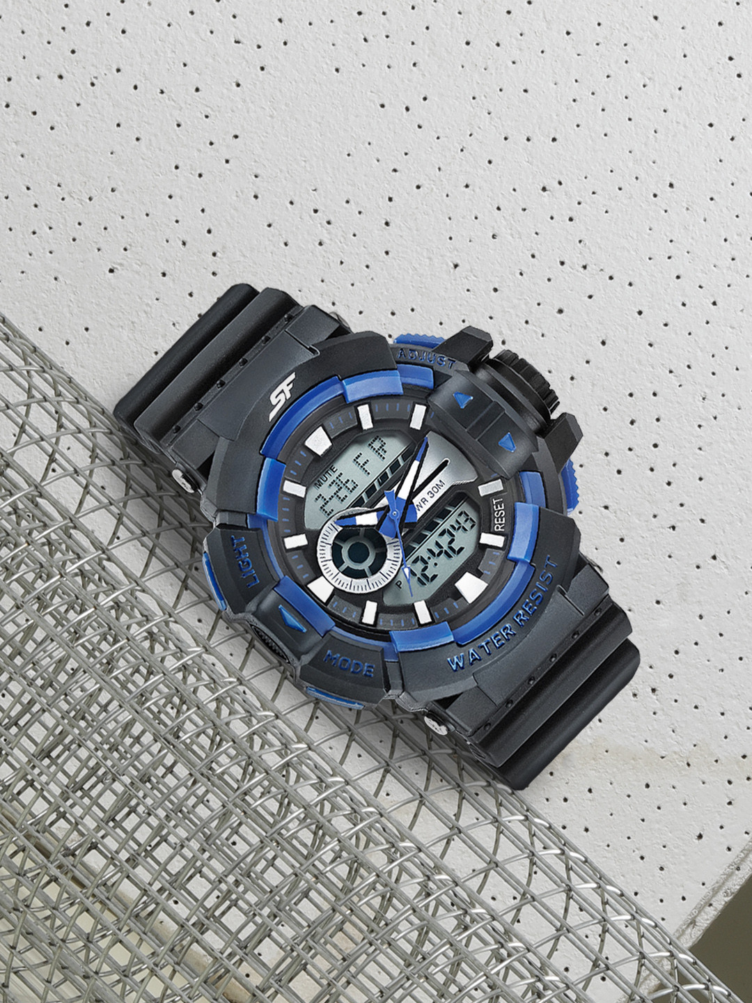 Sonata Men Black & Blue Analogue and Digital Watch