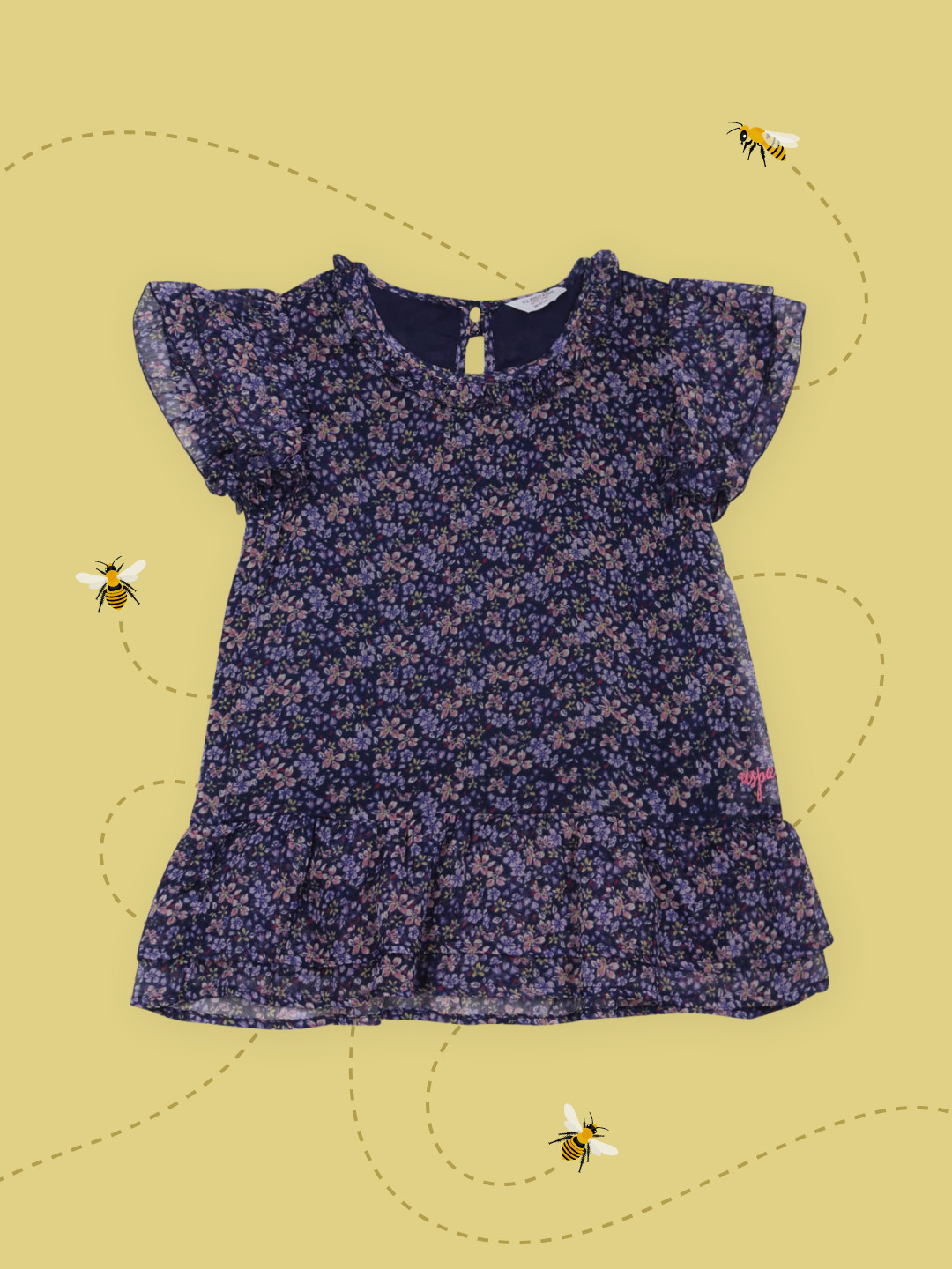 U S Polo Assn Kids Blue Floral Regular Top