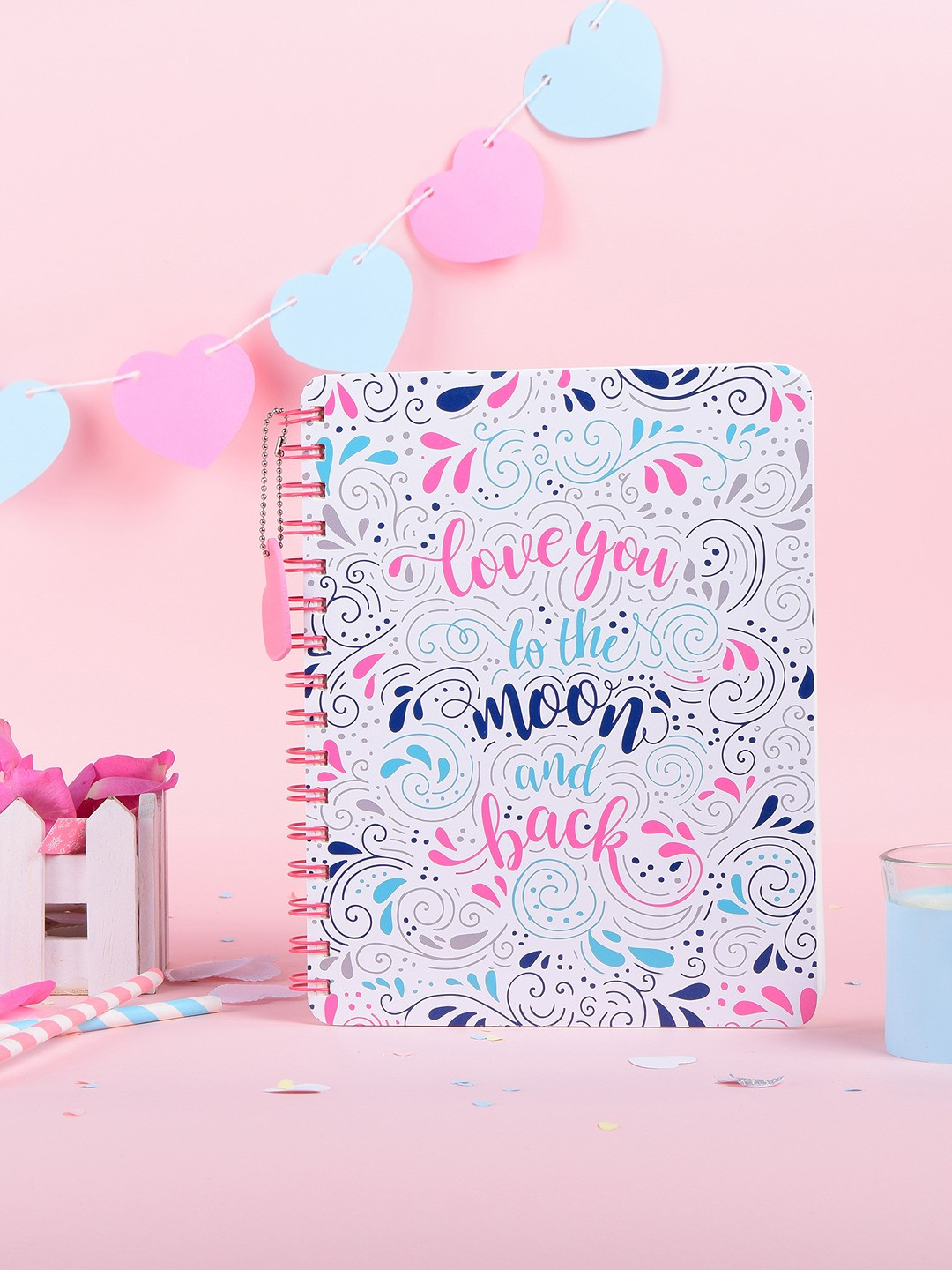 Doodle White & Pink Head Over Heels Typo Soft Notebook