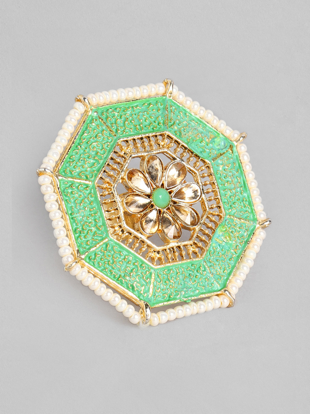 Kord Store Sea Green Meenakari Adjustable Finger Ring