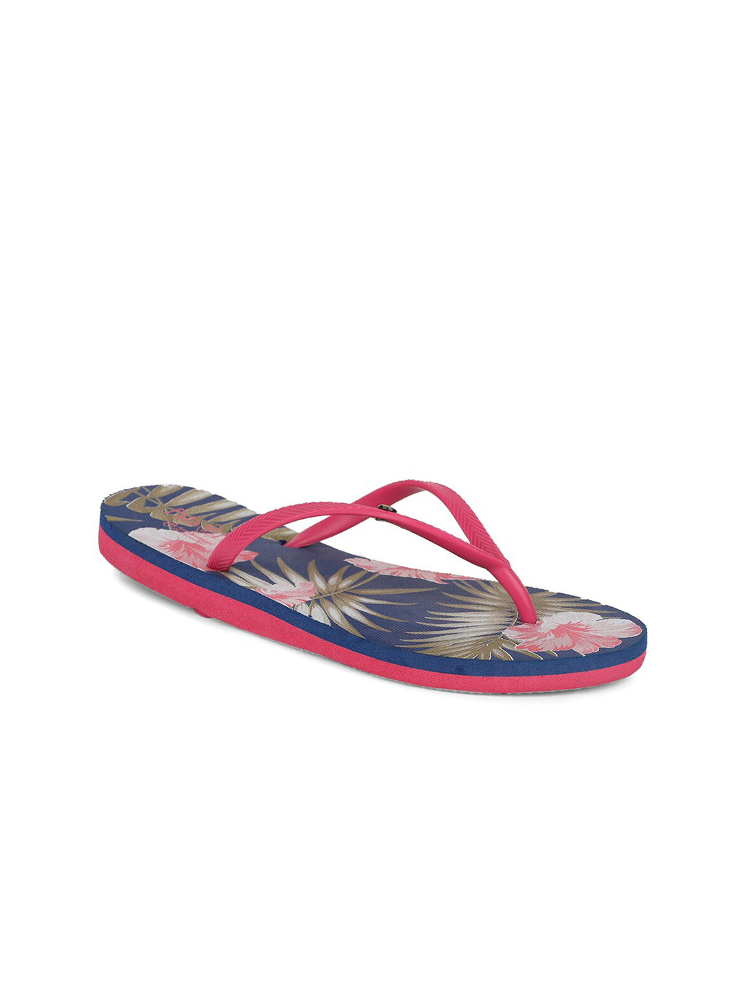 Bata Women Blue & Pink Printed Thong Flip-Flops