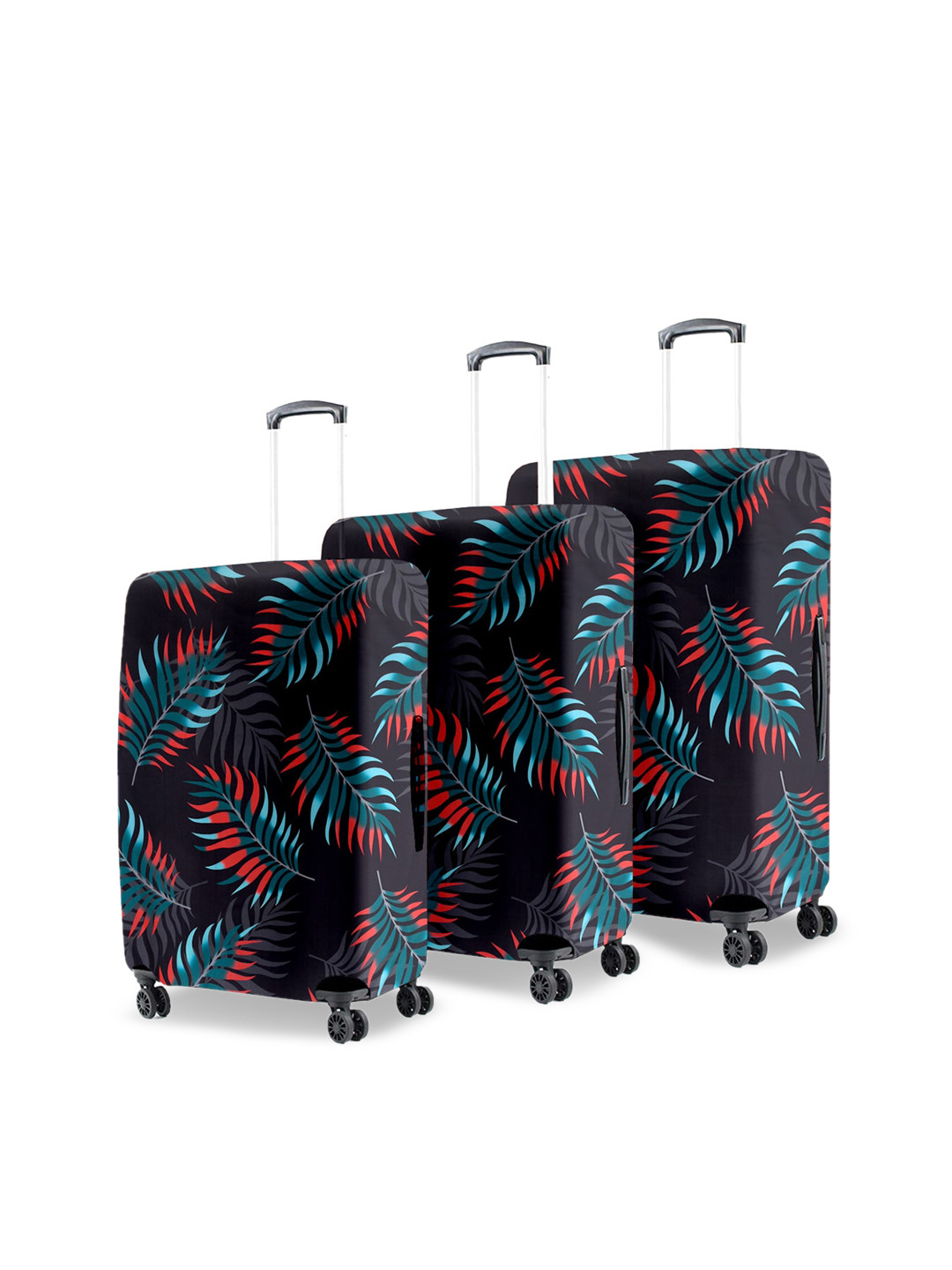Cortina Set Of 3 Maroon Printed Trolley Bag Covers