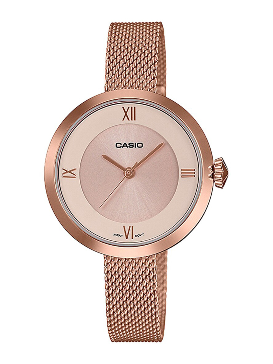 CASIO Women Rose Gold Analogue Watch A1852 LTP-E154MPG-4ADF