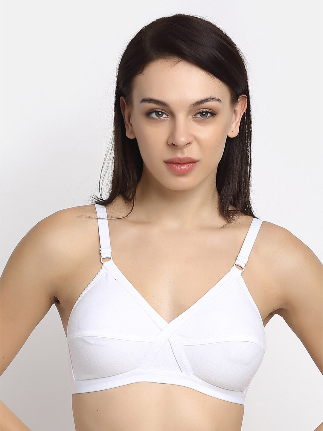 Friskers White Solid Non-Wired Non Padded Everyday Bra O-312-02-30