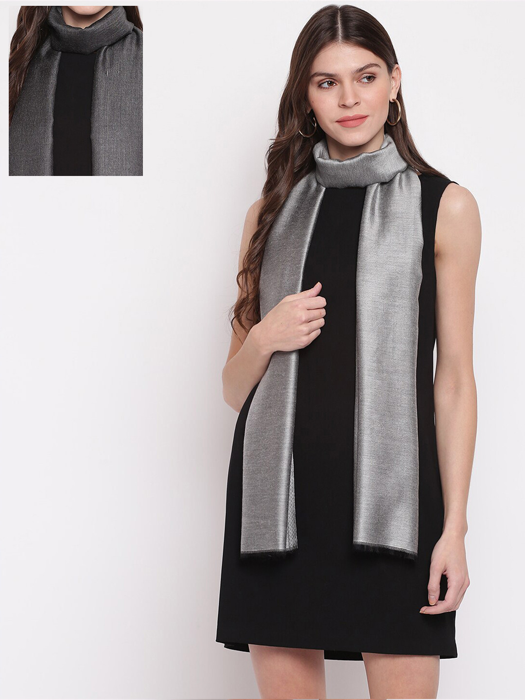 Tossido Unisex Grey Solid Two-Tone Reversible Modal Stole